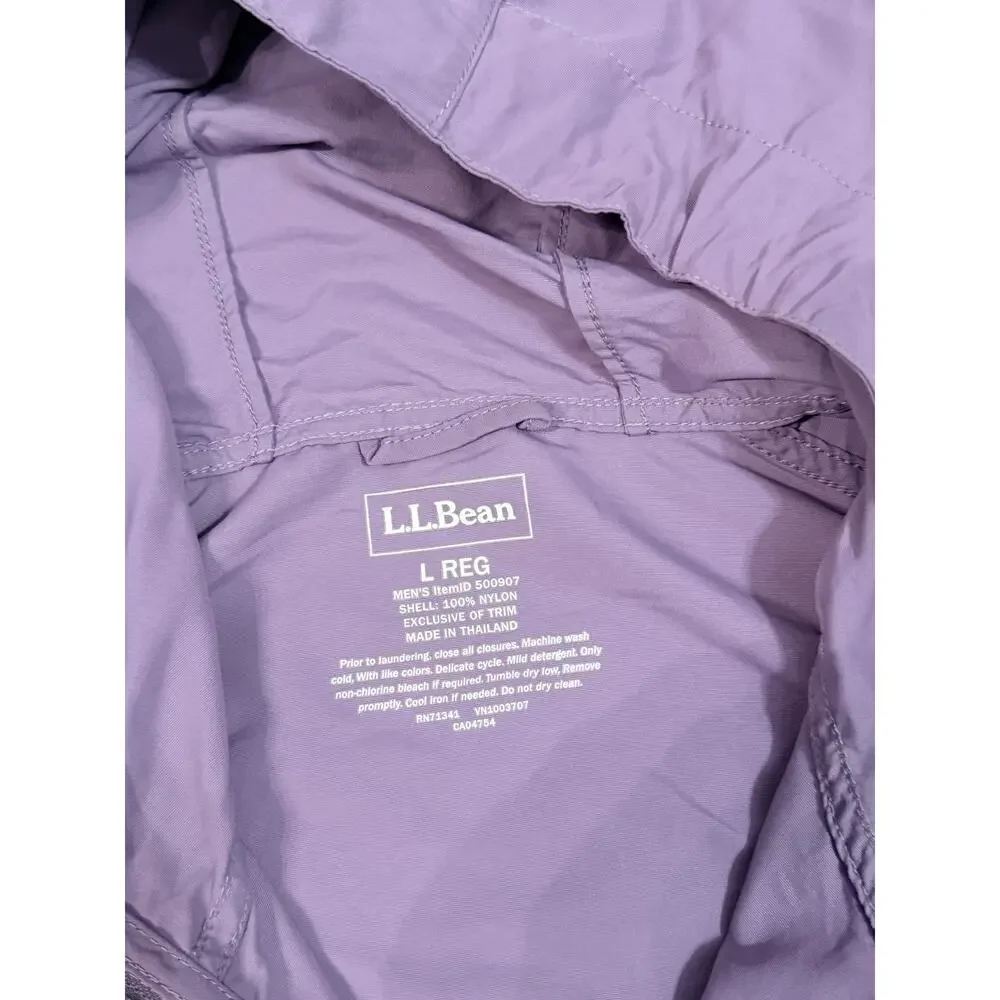 L.L.Bean Hooded Anorak Windbreaker Jacket Men's L Purple Brown Half Zip Nylon